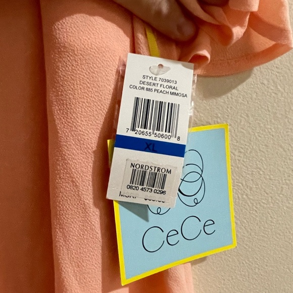 NWT blouse from CeCe. Gorgeous light peach color. Short sleeves and V neck. - Picture 2 of 3